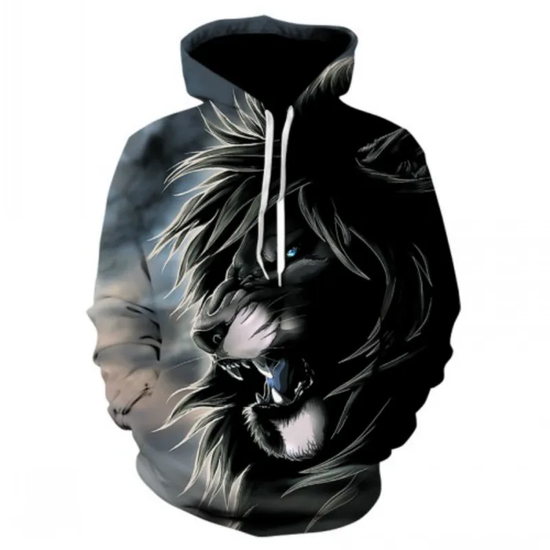 

Animal print 3D tiger head hoodie men's fashion casual men's hip-hop style 2021