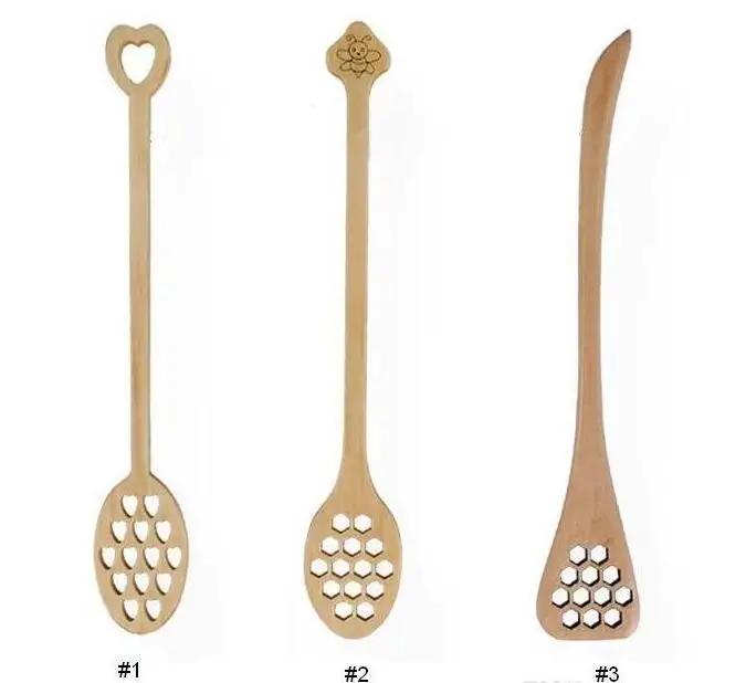 Cucharas de madera para miel y caf&eacute;, cuchara larga para mezclar, herramientas de abeja, agitador de miel, palo agitador, tallado de madera, Stirri-0
