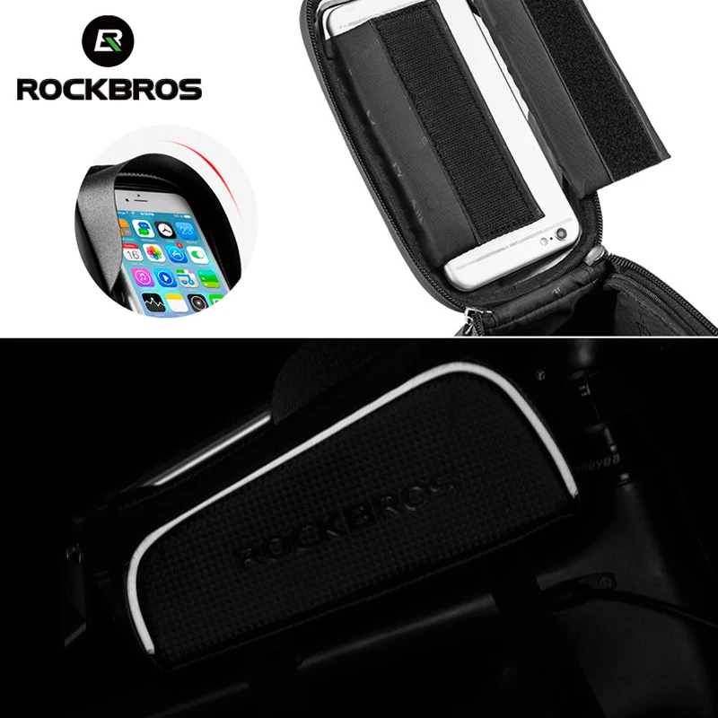 ROCKBROS велосипедная Сумка водонепроницаемая велосипедная сумка с сенсорным экраном верхняя передняя Труба рама MTB Дорожная велосипедная сумка 6,0 чехол для телефона Аксессуары для велосипеда