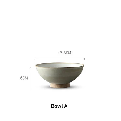 Bowl A Керамические тарелки ручной работы в стиле ретро, керамическая тарелка в японском стиле, миска для фруктов, пеньковая веревка, ручка, домашний декор, набор посуды 1226 - Цвет: Bowl A