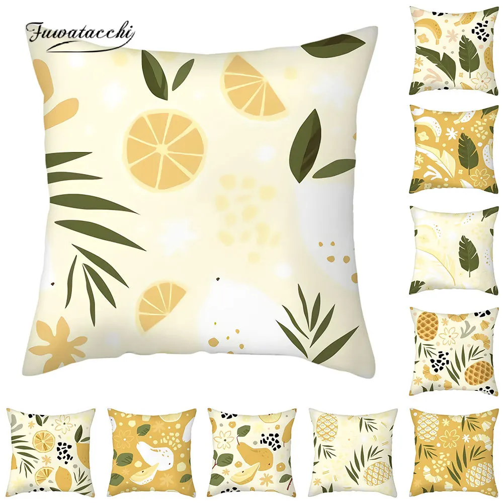 

Fuwatacchi Cartoon Series Cushion Covers Yellow Plants Pattern Pillow Covers For Home Sofa Decorative Throw Pillowcases Cojines