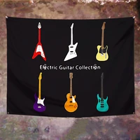 collection guitar musical instruments banner flags american country music poster wall hanging vintage wall decor tapestry mural