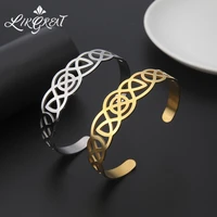 likgreat vintage hollow stainless steel bangles women open cuff bangle bracelet religious viking celtics knot jewelry pulsera