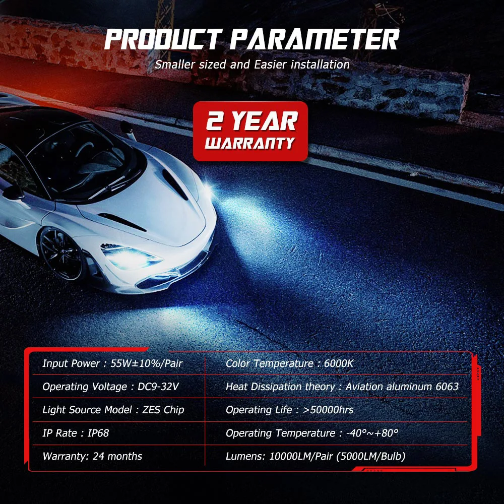 NOVSIGHT Car Headlight led H4 Hi/Lo Beam H7 LED H11 H8 H9 HB3 HB4 Auto Headlamp 55W 10000LM 6000K Fog Light Bulbs