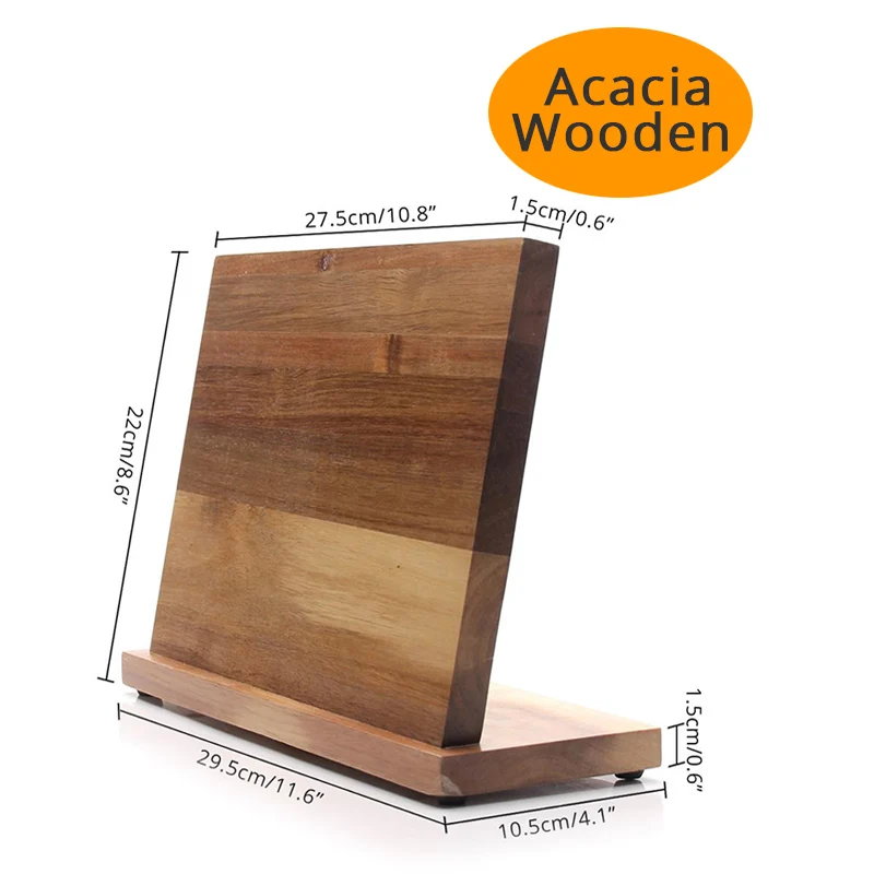Acacia Wooden Магнитный блок кухонных ножей(натуральное дерево), Держатель ножей, блок-органайзер ножей, док-станция для ножей, стойка для хранения столовых приборов, подставка для ножниц - Цвет: Acacia Wooden