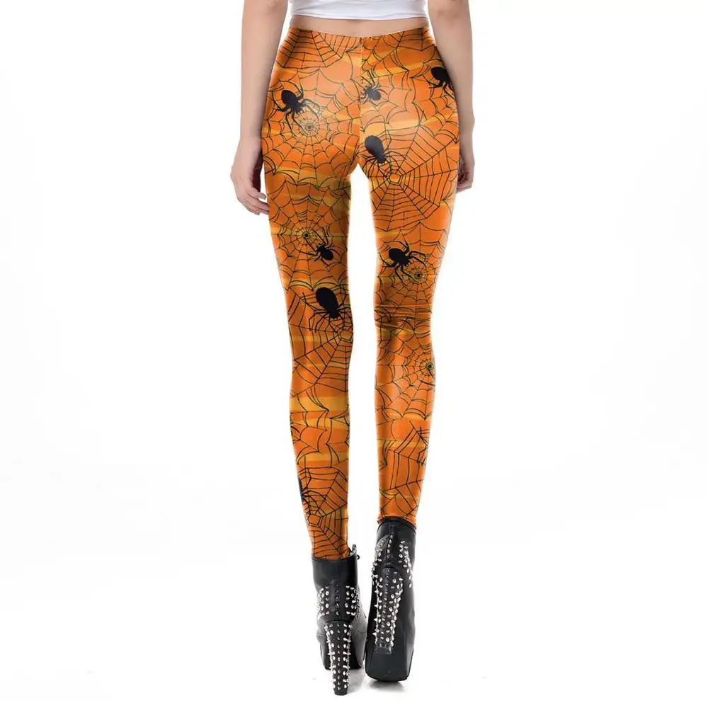 Костюмы на Хэллоуин для женщин брюки жуткий паук паутины 3D с принтом завышенной
