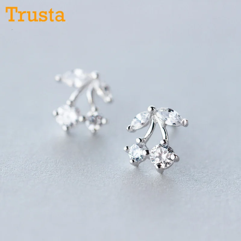 Trusta 925 пробы серебряные модные милые миниатюрные симметричные 5 мм X 5 мм красные серьги-гвоздики в виде яблока подарок для школьниц, детей, леди DS605