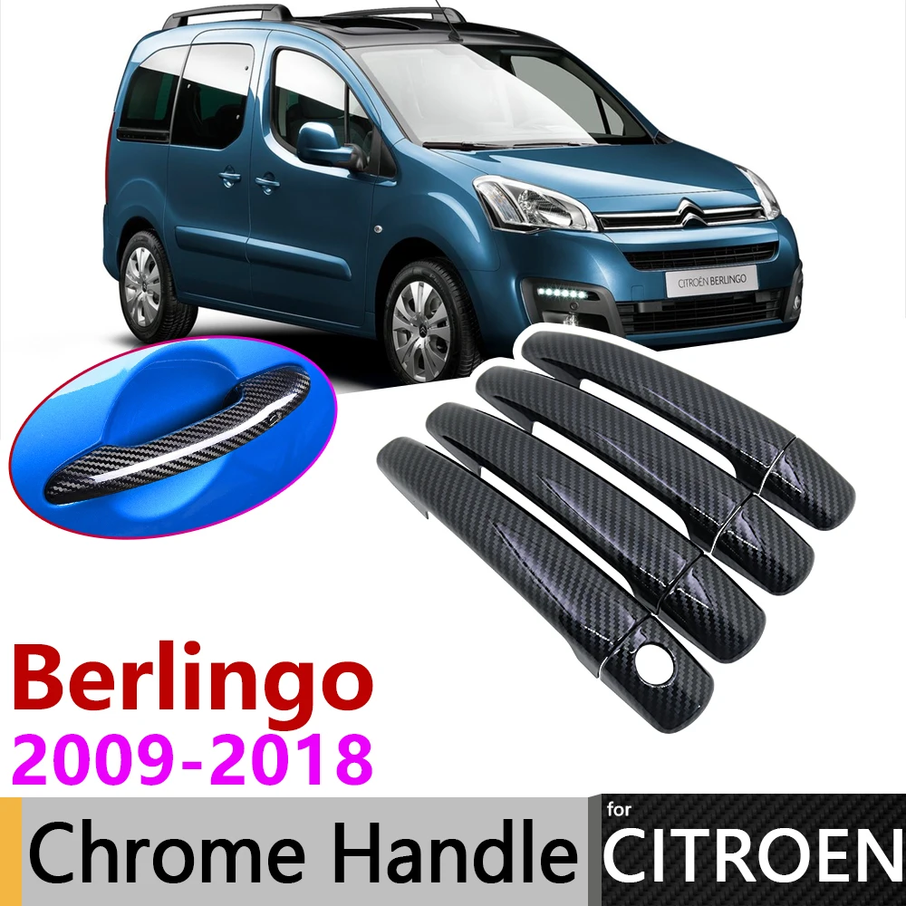 Черное углеродное волокно внешняя Дверная ручка Крышка для Citroen Berlingo 2008 ~ 2018 2009 2010