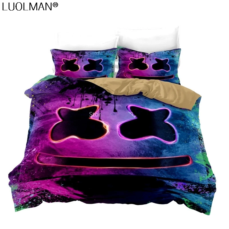 

Hot 3D Printed DJ Marshmello Duvet Cover Pillowcase Twin Full Queen King Bed Linen Bedclothes Comforter Cover Sets Bedding Set