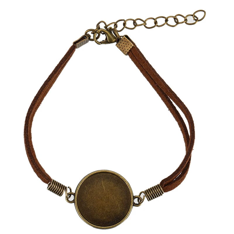 1/2 шт 20 мм кожаные браслеты Круглый Кабошон Установка Пустой Базы поднос для DIY