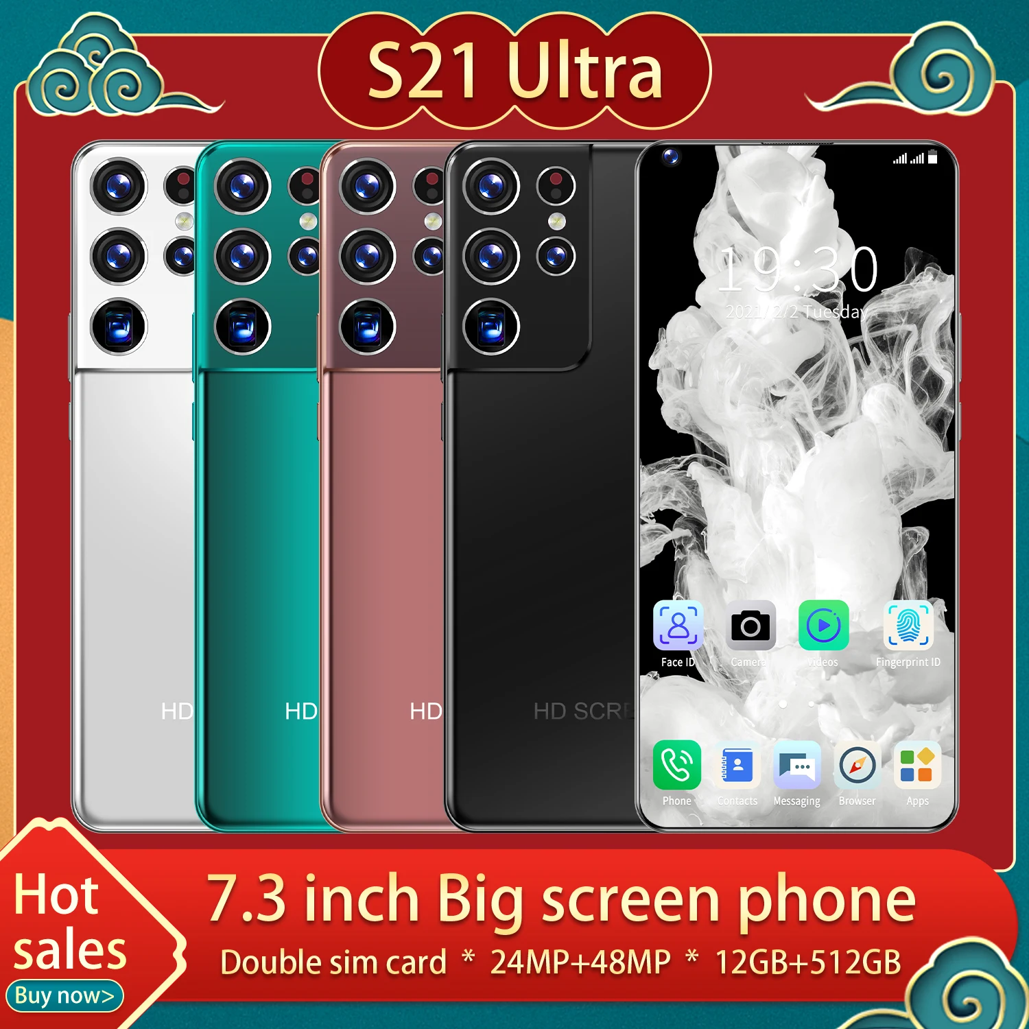Samsug-tel&eacute;fono inteligente S21 versi&oacute;n Global, dispositivo con pantalla HD de gota de agua de 6800 pulgadas, 10,0 mAh, Android 7,3, 12GB y 512GB-1