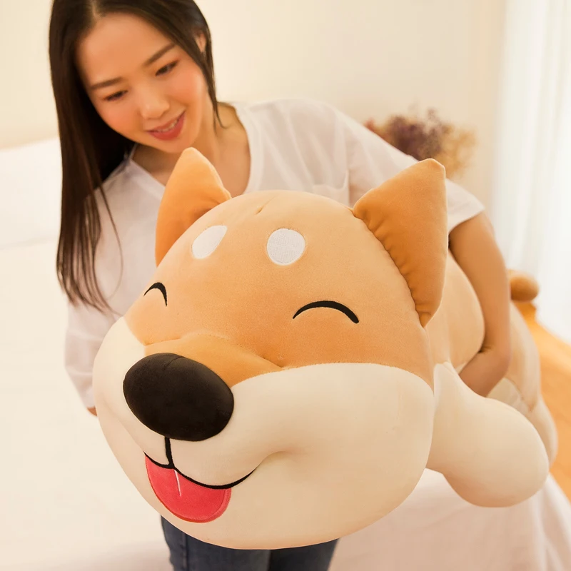 

cute plush toy Shiba Inu doll Japanese Akita dog super soft pillow large bed lying dog birthday gift 43inch 110cm DY50866