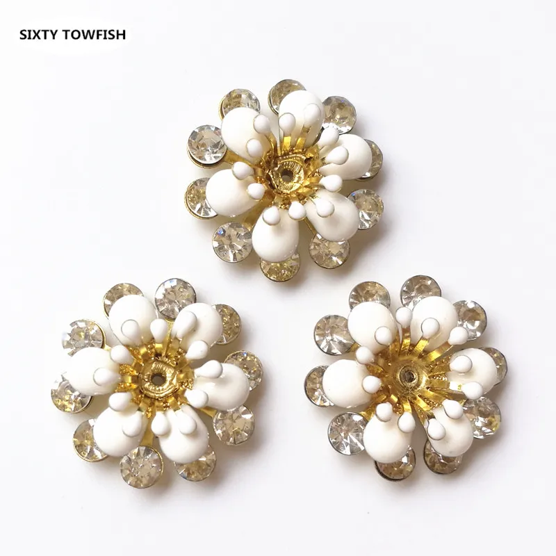 20mm white color 10 шт./лот 20 мм новая белая/Розовая медная филигранная брошь с кристаллами ломтики шармы База Установка ювелирных изделий DIY аксессуары для волос - Цвет: 20mm white color