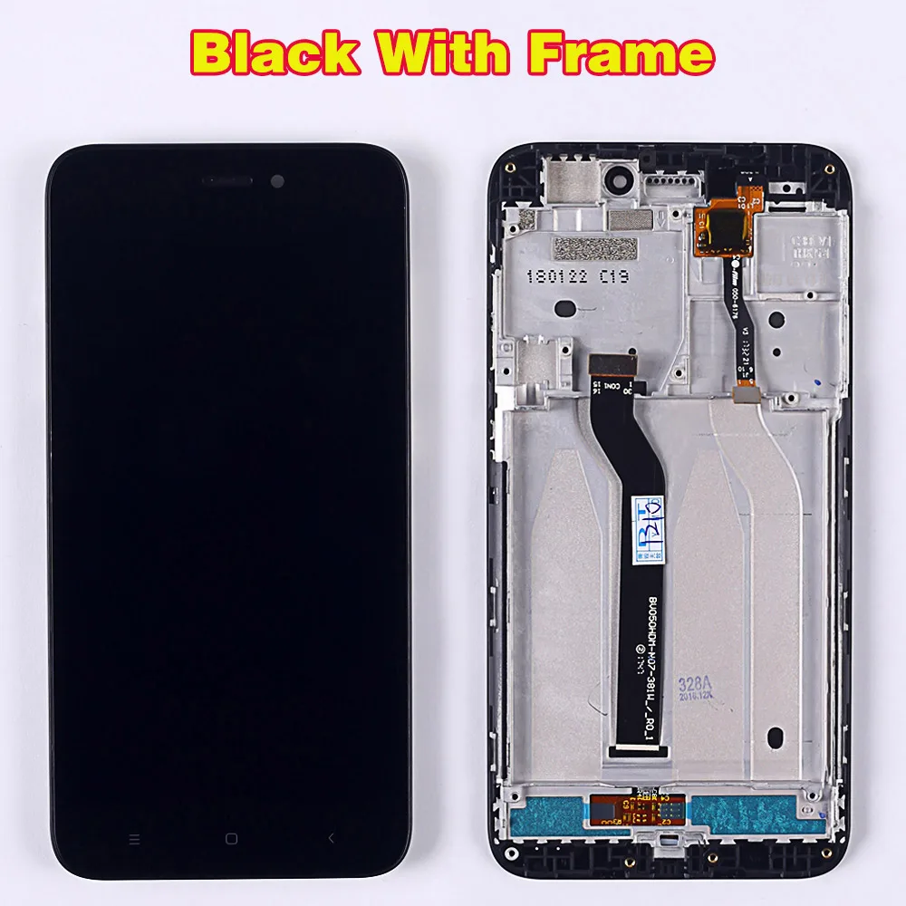 Black with Frame Протестированный ЖК-дисплей для Xiaomi Redmi 5A 5,0 дюймов кодирующий преобразователь сенсорного экрана в сборе черная рамка с бесплатным инструментом стеклянная пленка - Цвет: Black with Frame