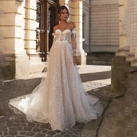 elegant wedding dresses tulle pleat appliques sweetheart full sleeve zipper back ball bridal gowns 2021 vestido de novia