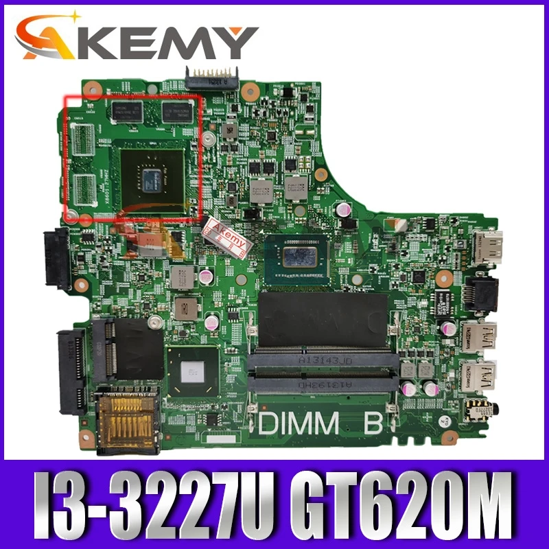 

Akemy 12204-1 для Dell INSPIRON 2421 3421 5421 материнская плата портативного компьютера с SR0XF I3-3227U Процессор GT620M T100 % работает хорошо