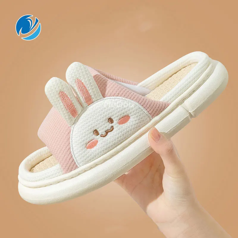 

Шлепанцы Mo Dou домашние для мужчин и женщин, дышащие тапочки из смеси хлопка, мягкая подошва, мультяшный дизайн, Симпатичные сланцы