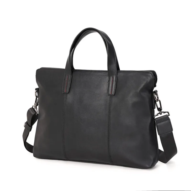 

2021 men's briefcases Solid black Men handbag Business office Laptop bag Large capacity Shoulder bag Women's briefcase leather