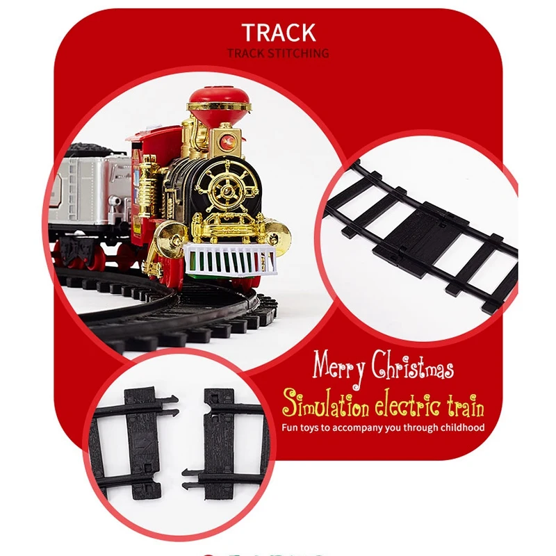 

Christmas Electric Train Toy Play Set Gift with Steam Locomotive Engine Light and Sounds Baby Home Train Sets for Kids
