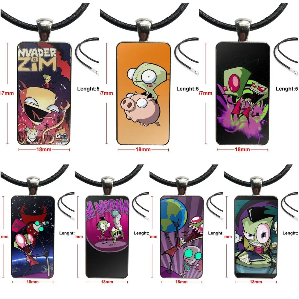 Забавный мультяшный Захватчик Зим для девочек эффектный Макси стеклянный кулон
