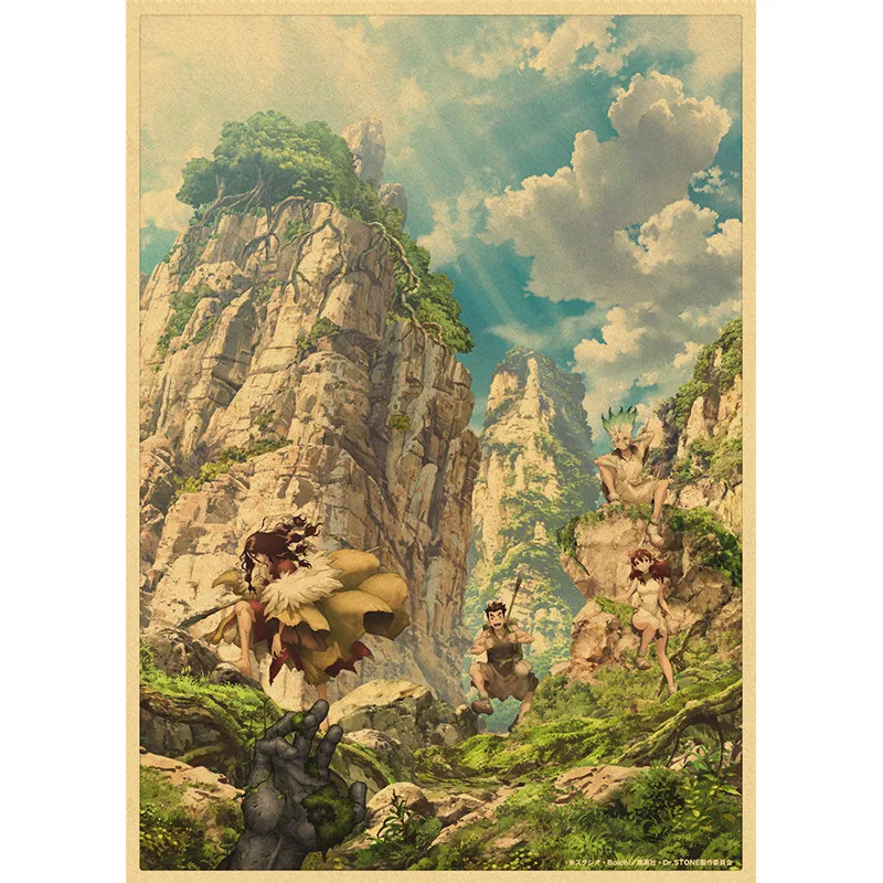 Japanese Animation Dr.STONE Poster Vintage Kraft Paper Home Room Wall Stickers Decorative Art Pictures | Дом и сад