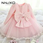 Для маленьких девочек розовое платье Элегантное платье принцессы зимняя одежда с длинными рукавами, предназначенной для ребенка ясельного возраста; Бальные платья для крестин; Платье для маленьких девочек; Vestido для 0-2Yrs