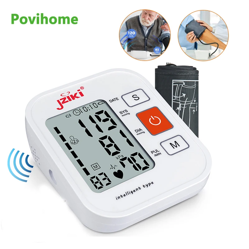 

Монитор артериального давления Povihome, Тензиометр на руку, автоматический цифровой прибор для измерения давления, монитор частоты сердечных ...
