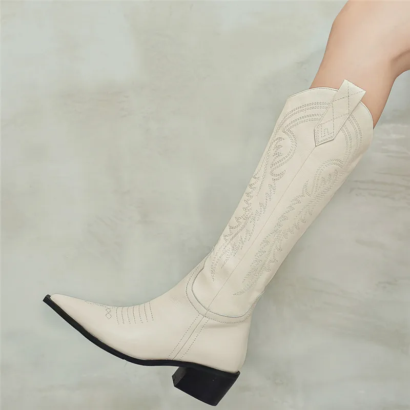 Женские сапоги до колена FEDONAS теплые Клубные из натуральной кожи для езды на