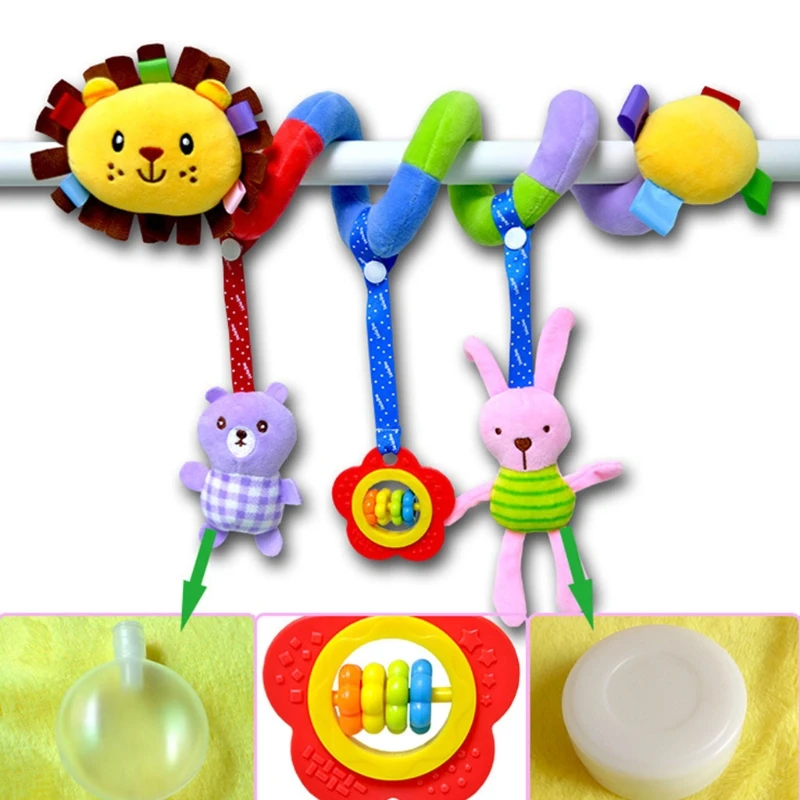 

T5EC Creative Kid Baby Bed Around Stroller Hanging Plush Toys Around Rattle Bell Removable Car Seat Toy for Infant Baby Boys