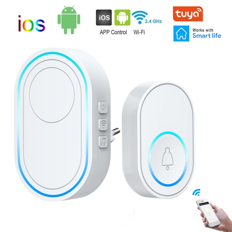 

Tuya Alarm Host With Wireless 433MHz WIFI Smart Doorbell Function Doorbell Kit Outdoor Doorbell Indoor Chime WIFI Smart Doorbell