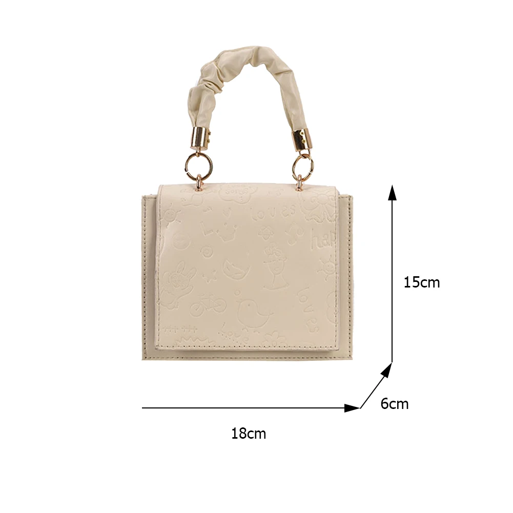 

Fashion Women Cartoon Embossing Shoulder Crossbody Bags PU Leather Messenger Bag Ladies Flap Small Pleated Top-handle Handbags