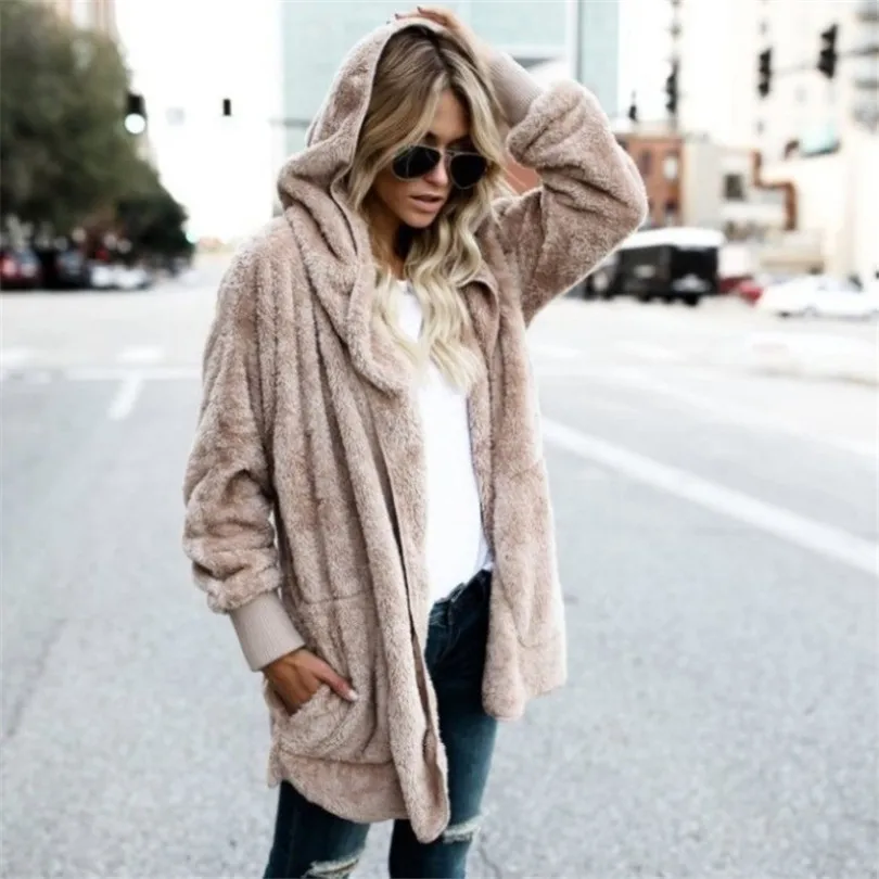 S 5XL искусственного меха мишка пальто куртка Женская мода с открытым швом Пальто