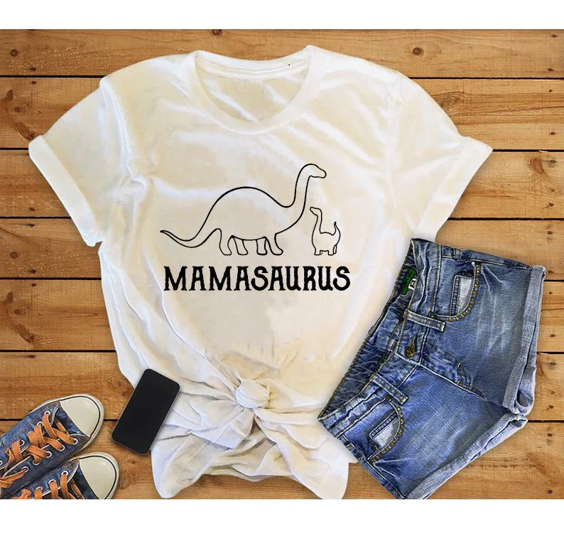 Футболка с рисунком Mamasaurus Dinasour хлопковая Повседневная забавная женская рубашка