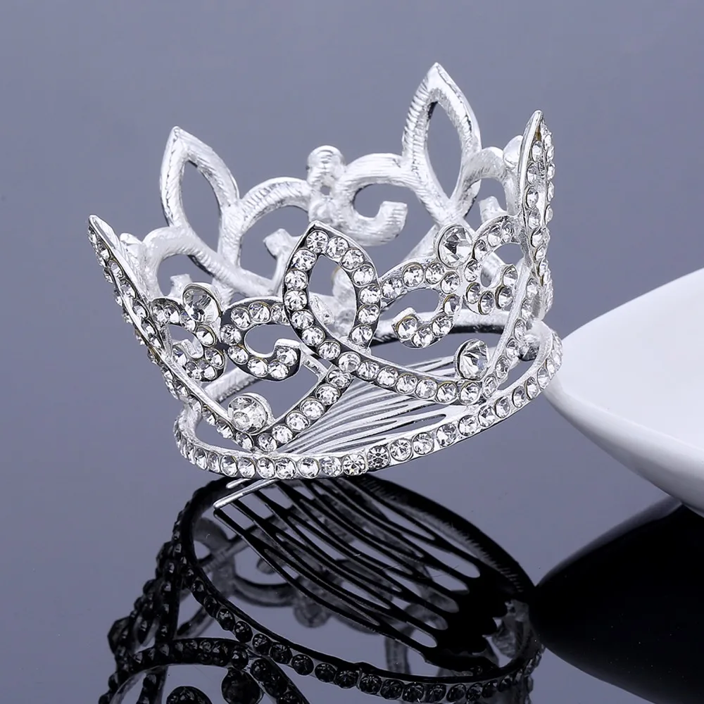 model 14 silver TDQUEEN, круглые свадебные диадемы и короны, покрытые серебром и золотом, свадебные аксессуары для волос для женщин - Окраска металла: model 14 silver