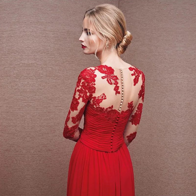 Красные женские туфли в сеточку с v-образной горловиной Длинные вечерние платья