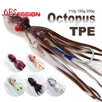 obsession octvader 110g 150g 200g tpe octopus squid soft jig uv luminous slow trolling slow pitch jigging bait with assist hooks