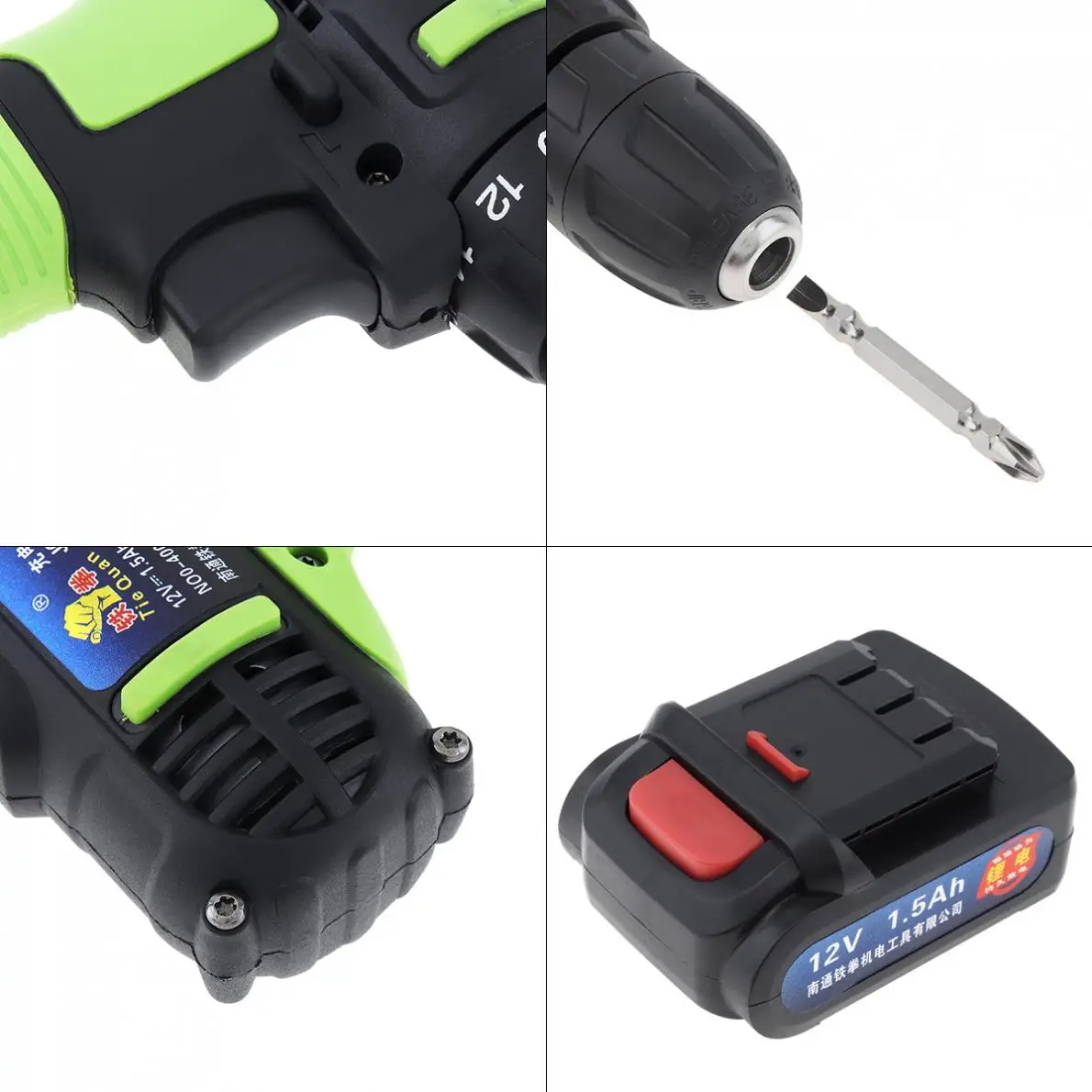 

AC 100 - 240V Cordless 12V Electric Drill / Screwdriver with 18 Gear Torque and Two-speed Adjustment Button for Handling Screws