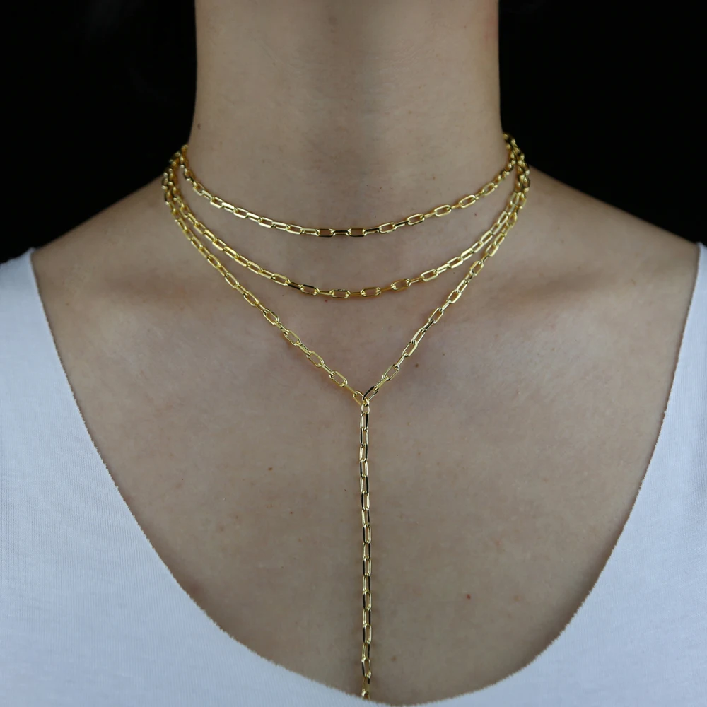 Женское прямоугольное колье трехслойное ожерелье золотистого цвета с открытыми