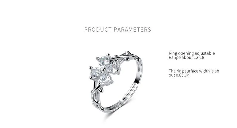 

Silver Rings 100% Guaranteed Real 925 Sterling Silver Jewelry Open Ring with CZ