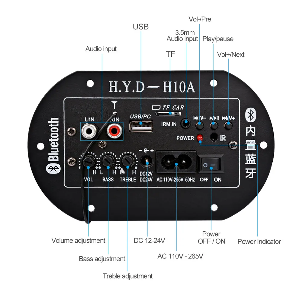 AOSHIKE усилители аудио Плата Amplificador сабвуфер усилитель плата Встроенный Bluetooth fm-радио 220 в 12 В 24 в цифровой IC трубки