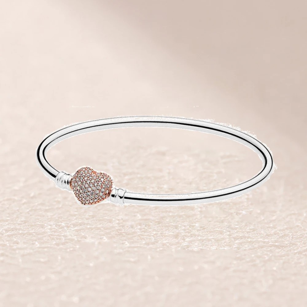 

580722CZ Rose gold heart-shaped classic gemstone basic bracelet