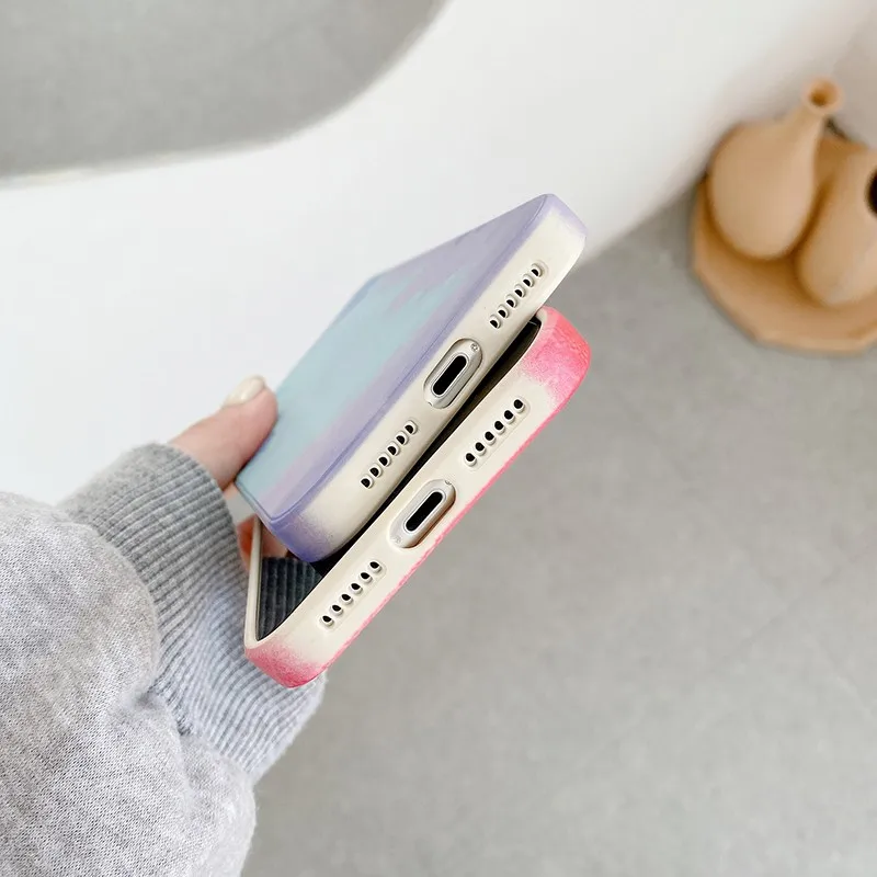 

QIXTWO Luxury Watercolor Liquid Silicone Shockproof Phone Case For iPhone 11 12 Pro Max Mini X Xs XR 7 8 Plus SE 2020 Soft Cover