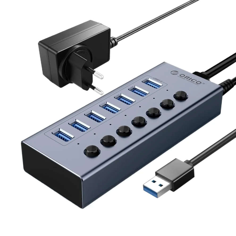 

ORICO Powered USB 3.0 HUB 7/10/13/16 Ports USB Extension with On/Off Switches 12V Power Adapter Support BC1.2 Charging Splitter