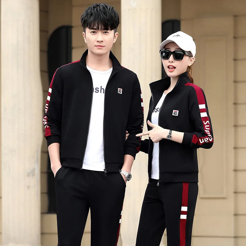 the spring and autumn 2020 couples leisure sport suit men code running dance clothing female three-piece wholesale | Женская одежда