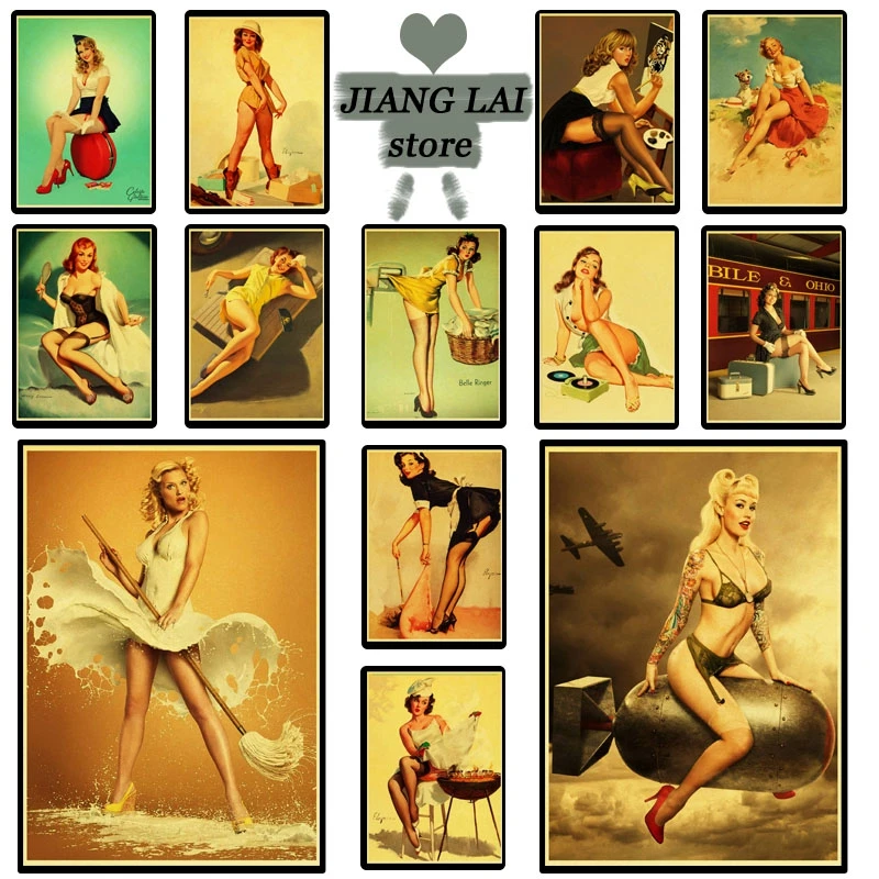 Винтажные постеры Pin up Girl принты настенная живопись высокое качество Декор