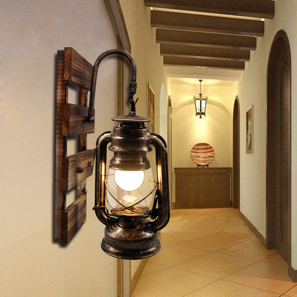 Настенный промышленный светильник в винтажном стиле стеклянный тент