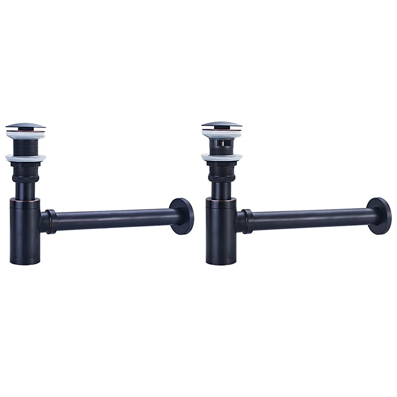 

Basin Bottle Trap Metal Bathroom Sink Siphon Drains with Drain Black P-Trap Pipe Waste