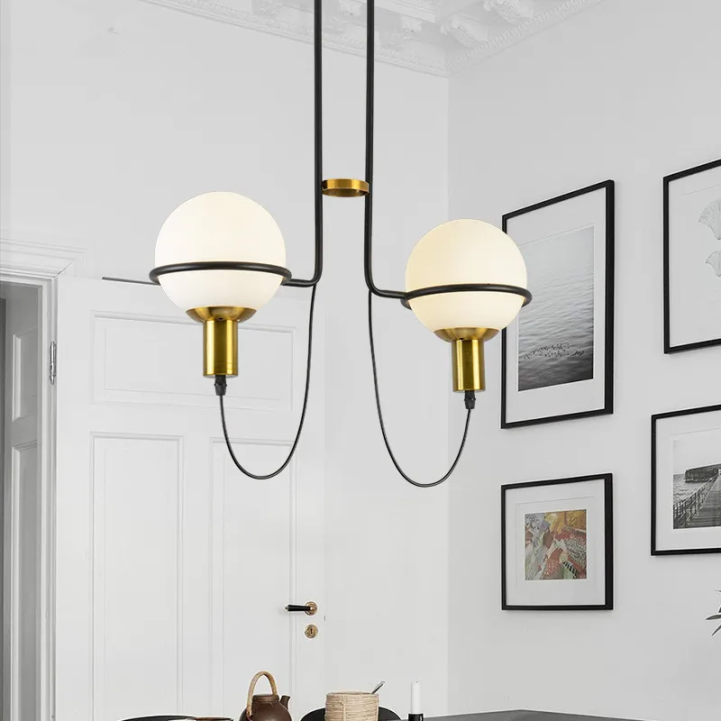 Скандинавская черная металлическая светодиодная люстра E27 потолочный