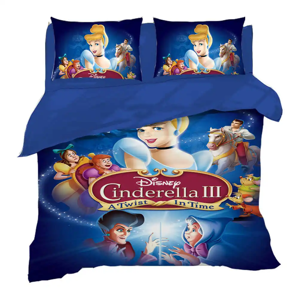 

3D Disney Bedding Twin Size Cinderella Princess Quilt Duvet Covers Set for Girls Bedroom Decor Queen Coverlets King Home Textile