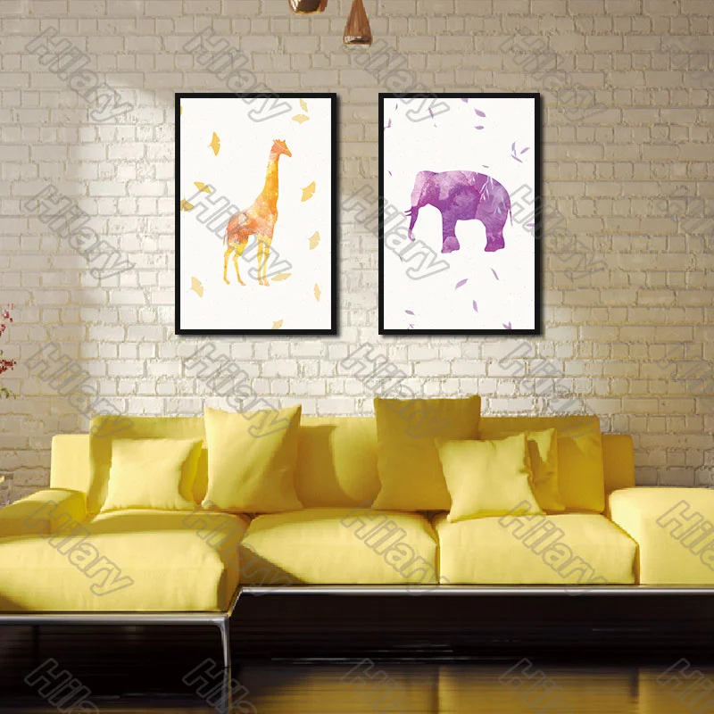 

Poster Animal Elephant Giraffe Deer Cartoon Canvas Painting and Prints Wall Art Pictures Decoration for Living Room 3Pcs